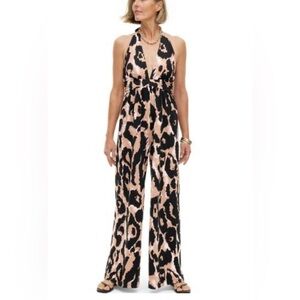 Women's Halter Leopard Neutral Jumpsuit - DVF for Target L